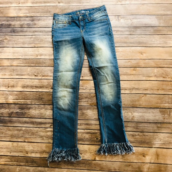 jeans with frills at the bottom